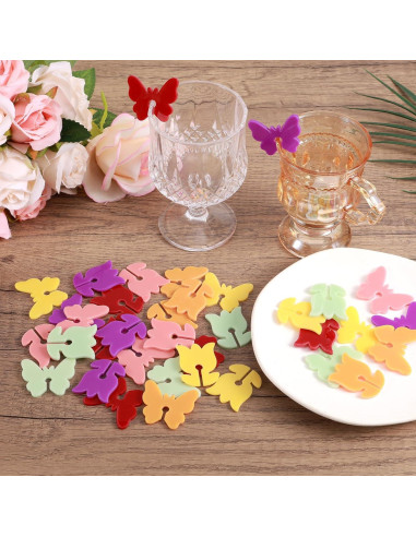 Marcadores de Bebida Reutilizables Lasuroa 36pcs Mariposa y Flor