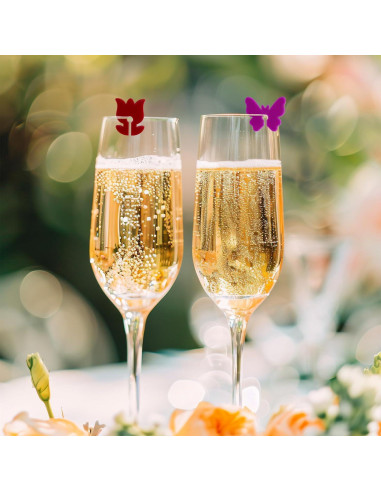 Marcadores de Bebida Reutilizables Lasuroa 36pcs Mariposa y Flor