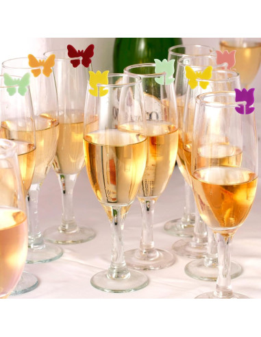 Marcadores de Bebida Reutilizables Lasuroa 36pcs Mariposa y Flor