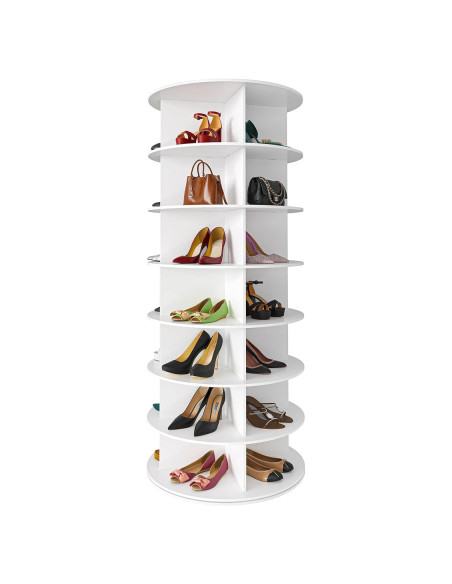 Torre de Zapatos Rotativa SpaceAid 7 Niveles Blanco 160 cm