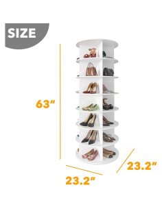 Torre de Zapatos Rotativa SpaceAid 7 Niveles Blanco 160 cm 2