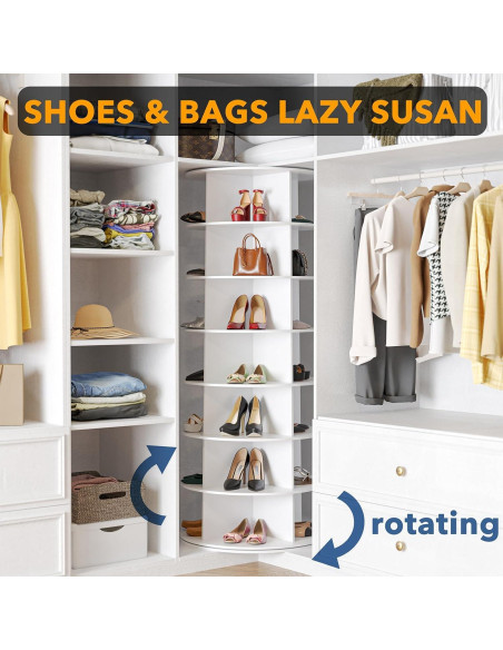 Torre de Zapatos Rotativa SpaceAid 7 Niveles Blanco 160 cm