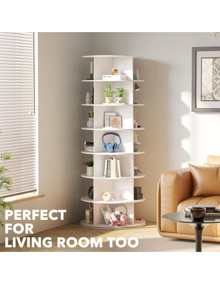 Torre de Zapatos Rotativa SpaceAid 7 Niveles Blanco 160 cm