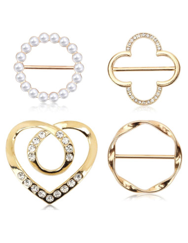 4 Clips de Anillo para Bufanda Tasodin - Elegantes y Versátiles