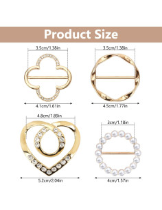 4 Clips de Anillo para Bufanda Tasodin - Elegantes y Versátiles 2