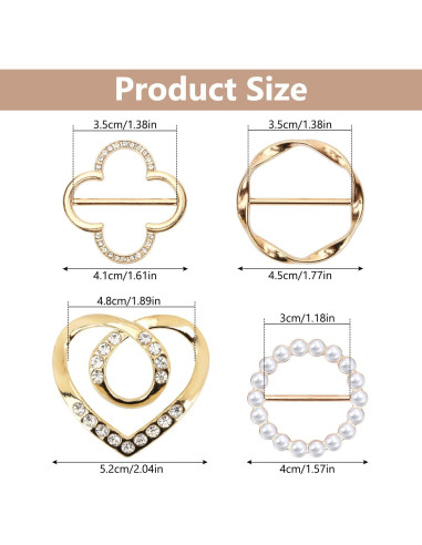 4 Clips de Anillo para Bufanda Tasodin - Elegantes y Versátiles