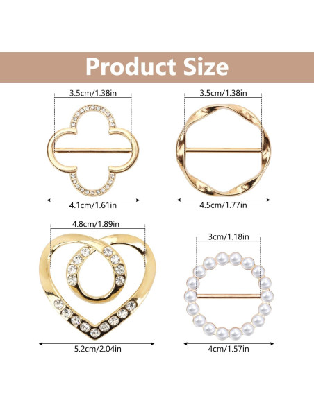 4 Clips de Anillo para Bufanda Tasodin - Elegantes y Versátiles