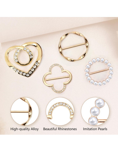 4 Clips de Anillo para Bufanda Tasodin - Elegantes y Versátiles