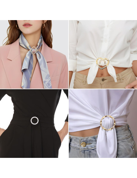 4 Clips de Anillo para Bufanda Tasodin - Elegantes y Versátiles
