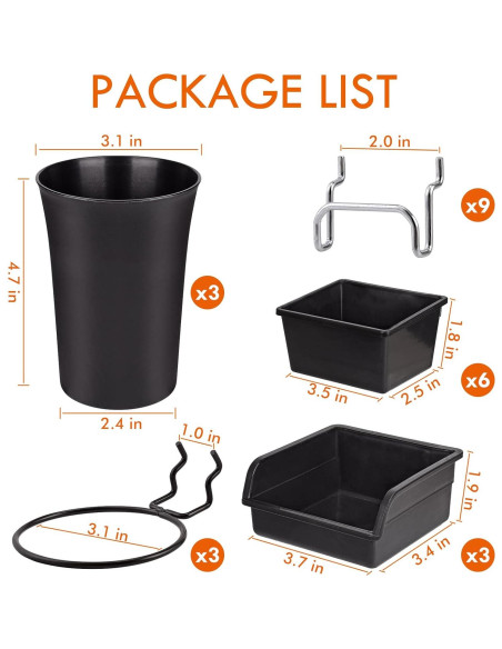 G.CORE 12 Piezas Contenedores y Tazas para Tablero Perforado