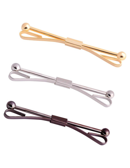 Conjunto de Pinzas para Corbata YYBONNIE 3PCS Plata/Oro/Negro