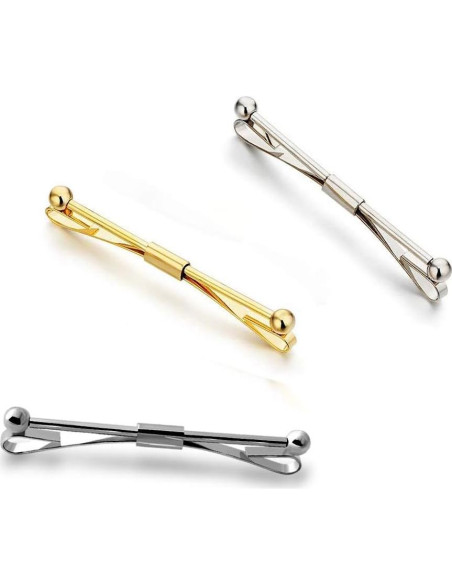 Conjunto de Pinzas para Corbata YYBONNIE 3PCS Plata/Oro/Negro