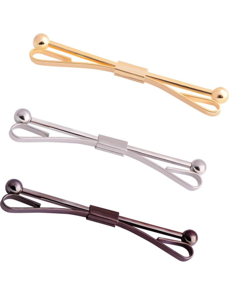 Conjunto de Pinzas para Corbata YYBONNIE 3PCS Plata/Oro/Negro