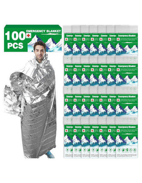 Manta Térmica de Emergencia CXYARY 100 Pcs Mylar 213x132 cm