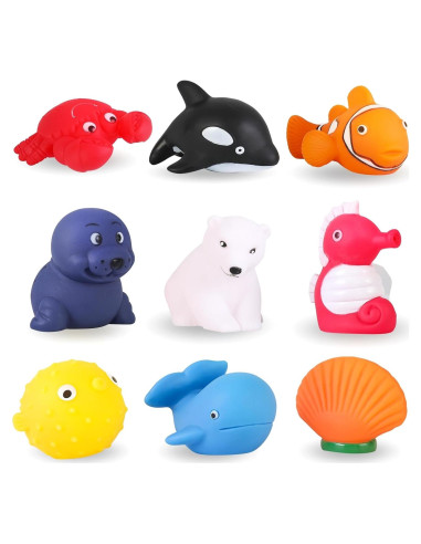 Juguetes de Baño Sin Agujeros XY-WQ Animales Marinos 9 Piezas
