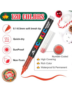 Marcadores de Pintura Acrílica Amamao 120 Colores Multicolor 2