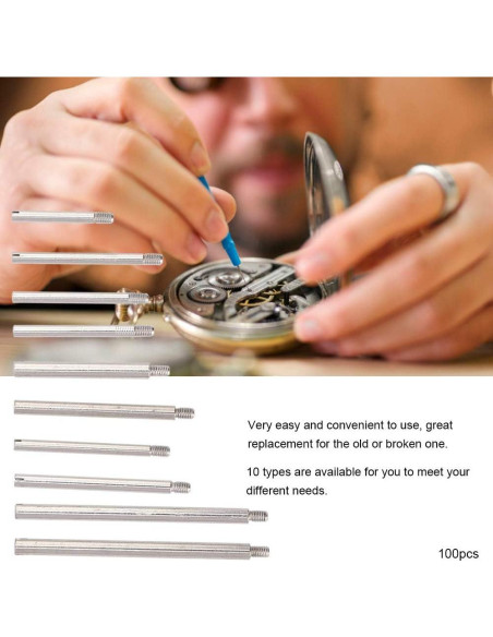 Kit de Tornillos de Correa de Reloj Naroote 100pcs Metal 10 Tamaños