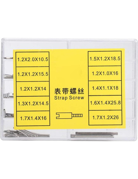 Kit de Tornillos de Correa de Reloj Naroote 100pcs Metal 10 Tamaños