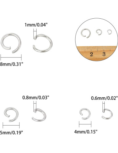 Anillas Abiertas de Acero Inoxidable UNICRAFTALE 450 Piezas