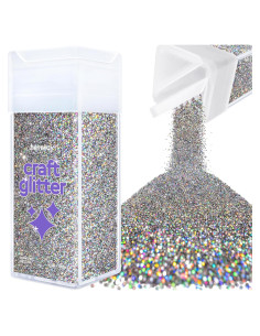 Brillo Ultrafino Hemway 130g Gris Metalizado Holográfico