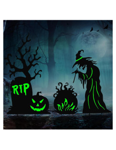 Carteles de Jardín Halloween BRIGHTDECK - 3 Estacas Metal Fluorescentes