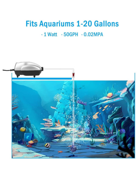 Bomba de Aire AquaMiracle AP2100 para Acuarios 3.79-75.71L