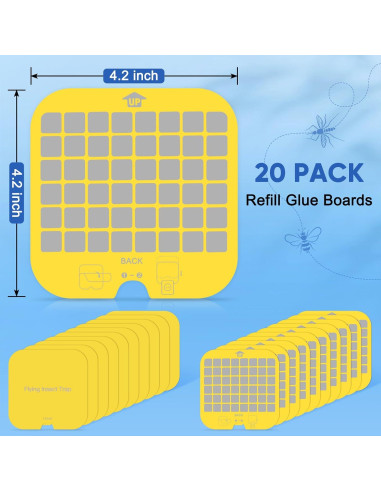 20 Placas Adhesivas Reemplazables Alikguu para Trampa de Moscas