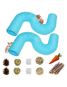 Túneles para Hámster PINVNBY 2 Pcs + 19 Juguetes Naturales