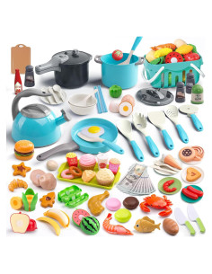 Juego de Cocina para Niños 130 Pcs Funpynani Turquesa