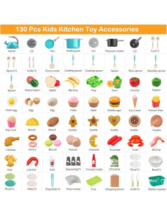 Juego de Cocina para Niños 130 Pcs Funpynani Turquesa 2