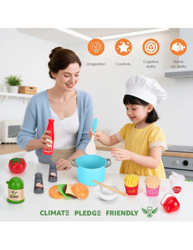 Juego de Cocina para Niños 130 Pcs Funpynani Turquesa