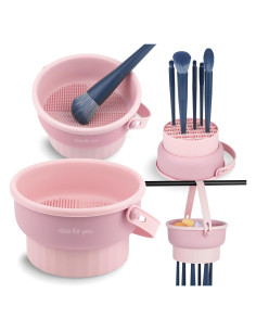 Alfombrilla Limpiadora de Brochas Ranphykx 3 en 1 Silicona Rosa