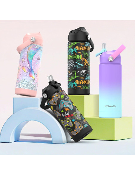 Botella de Agua Infantil Ntswasd 550ml Acero Inoxidable Rayo