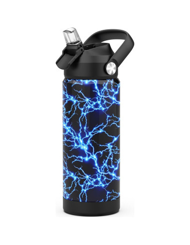 Botella de Agua Infantil Ntswasd 550ml Acero Inoxidable Rayo