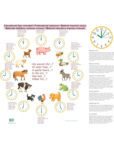 Reloj de Pared KOOKOO KidsWorld Madera 34cm Animales Granja