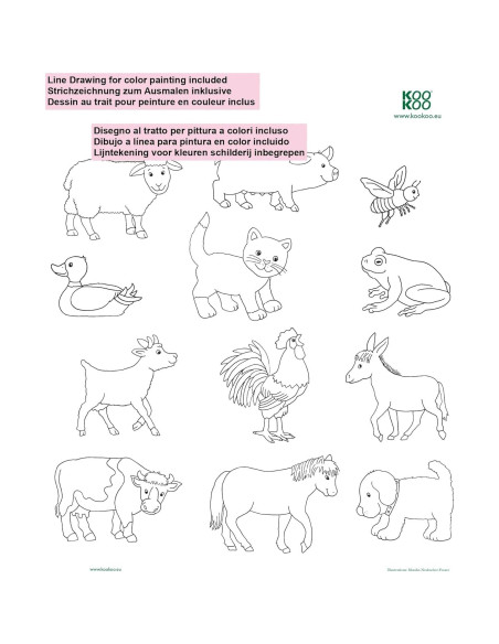 Reloj de Pared KOOKOO KidsWorld Madera 34cm Animales Granja