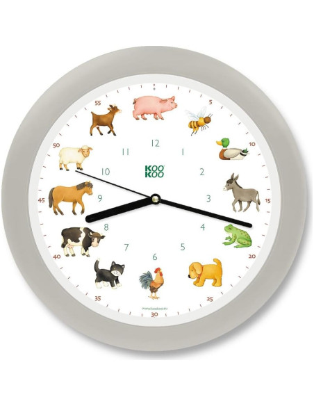 Reloj de Pared KOOKOO KidsWorld Madera 34cm Animales Granja