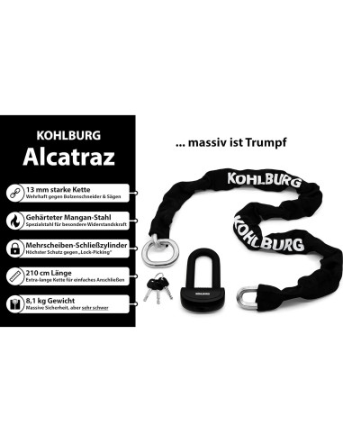 Cadena de Seguridad KOHLBURG Alcatraz 2.1m 8.1kg para Motocicleta
