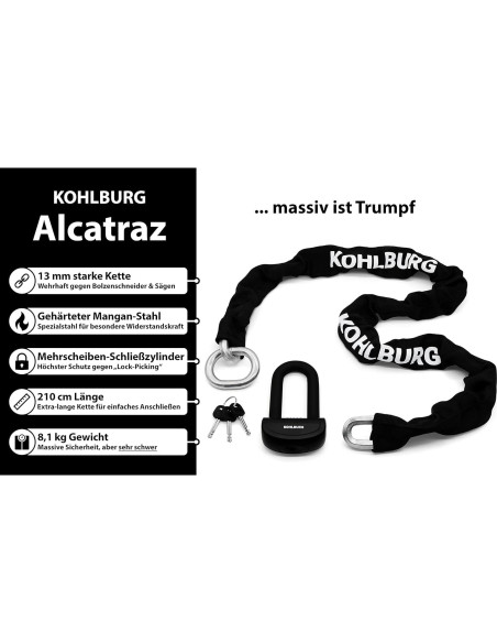 Cadena de Seguridad KOHLBURG Alcatraz 2.1m 8.1kg para Motocicleta