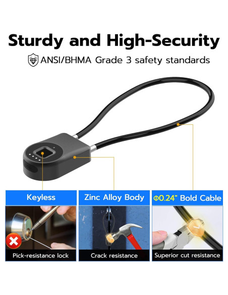 Candado Biométrico Bluetooth Anweller P2B 35.56 cm Negro