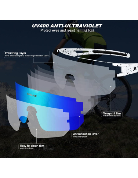 Gafas de sol polarizadas BOLLFO UV400 unisex lente azul claro