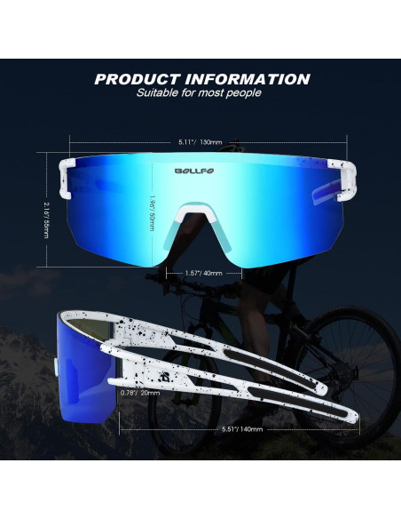 Gafas de sol polarizadas BOLLFO UV400 unisex lente azul claro