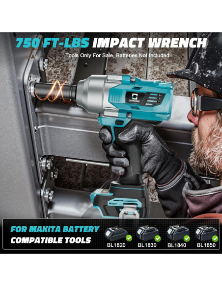 Llave de impacto inalámbrica 1/2" Cerycose 750 Nm sin batería