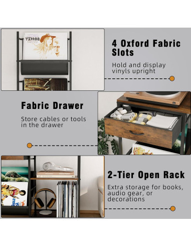 Soporte para Tocadiscos Welfuturer con Almacenamiento para 300 Vinilos