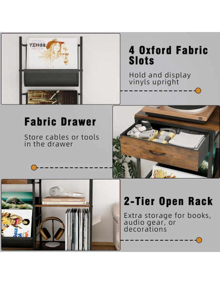Soporte para Tocadiscos Welfuturer con Almacenamiento para 300 Vinilos