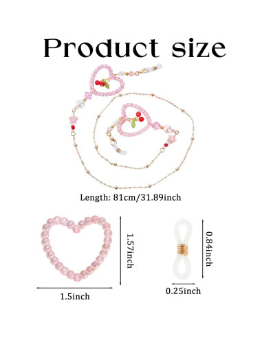 Cadena de Gafas con Perlas Cereza - Soporte Elegante para Mujeres
