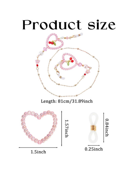 Cadena de Gafas con Perlas Cereza - Soporte Elegante para Mujeres