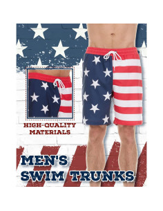 Shorts de Baño para Hombres COCO BRANDS - Bandera Americana S-XL 2