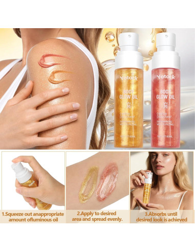 Aceite Brillante Corporal Yotock con SPF30 y Mica Dorada 100ml