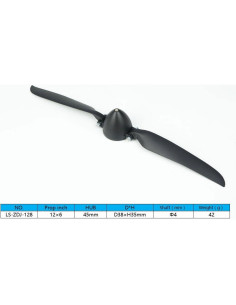 Hélice Plegable Viloga 12x15cm Eje 4mm con Spinner 2